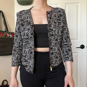 Philosophy Gold Zip 3/4 Lightweight Blazer Jacket M